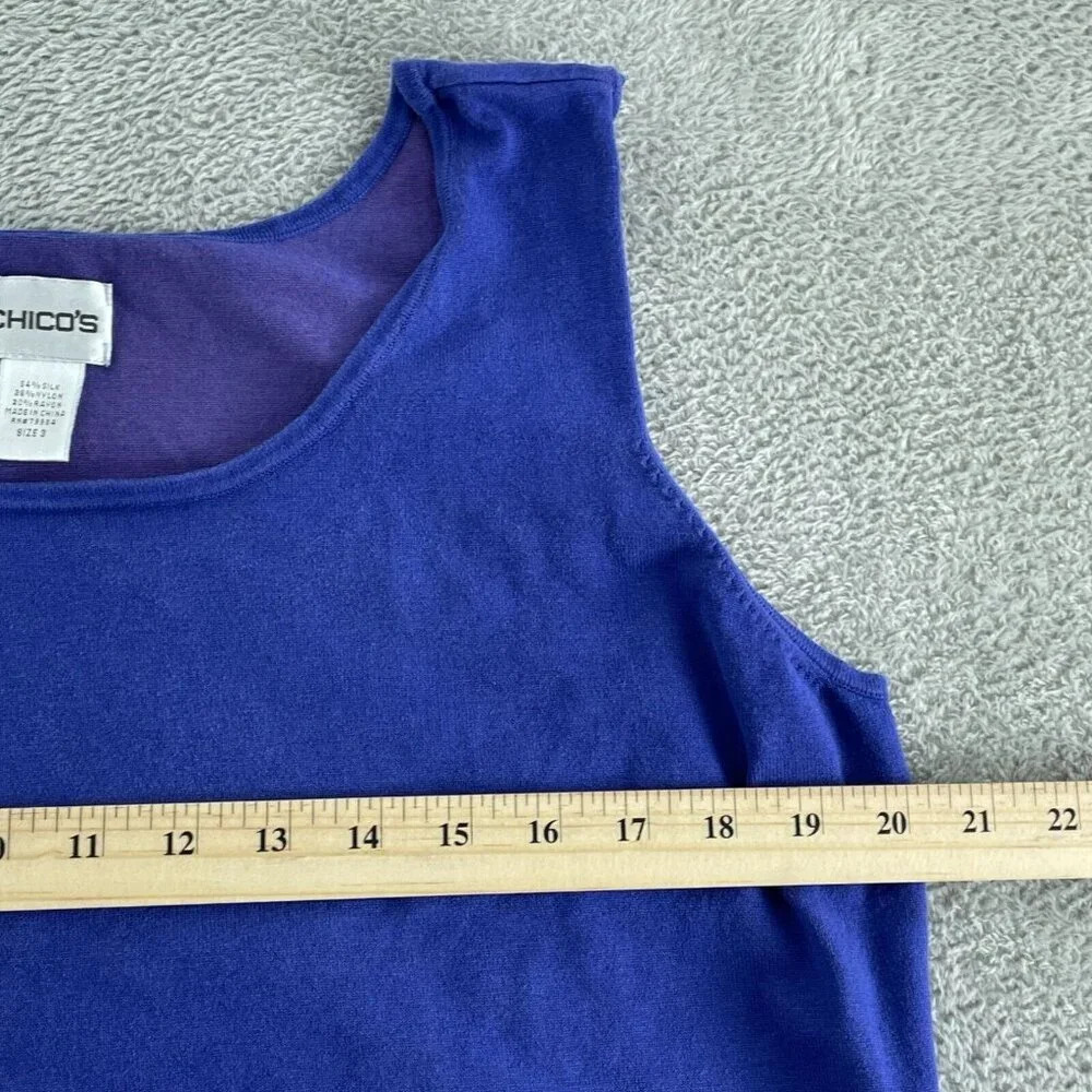 Chicos Womens Blue Silk Blend Tank Top Size 3 0594 - Picture 6 of 8